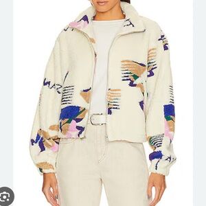 Stylish Cream Patterned Teddy Jacket